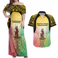 Vanuatu Independence Day Couples Matching Off Shoulder Maxi Dress and Hawaiian Shirt The Untouched Paradise LT05 Colorful - Polynesian Pride