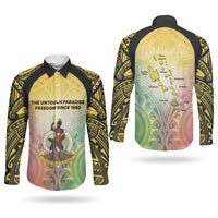 Vanuatu Independence Day Couples Matching Off Shoulder Maxi Dress and Long Sleeve Button Shirt The Untouched Paradise LT05 - Polynesian Pride