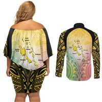 Vanuatu Independence Day Couples Matching Off Shoulder Short Dress and Long Sleeve Button Shirt The Untouched Paradise LT05 - Polynesian Pride