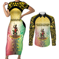 Vanuatu Independence Day Couples Matching Short Sleeve Bodycon Dress and Long Sleeve Button Shirt The Untouched Paradise