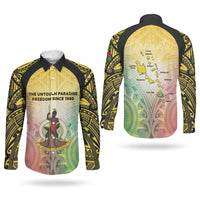 Vanuatu Independence Day Couples Matching Short Sleeve Bodycon Dress and Long Sleeve Button Shirt The Untouched Paradise LT05 - Polynesian Pride
