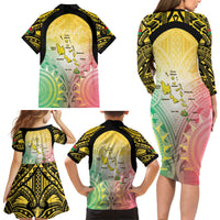 Vanuatu Independence Day Family Matching Long Sleeve Bodycon Dress and Hawaiian Shirt The Untouched Paradise LT05 Mom's Dress Colorful - Polynesian Pride