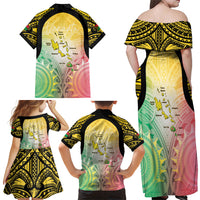 Vanuatu Independence Day Family Matching Off Shoulder Maxi Dress and Hawaiian Shirt The Untouched Paradise