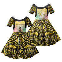 Vanuatu Independence Day Family Matching Off Shoulder Maxi Dress and Hawaiian Shirt The Untouched Paradise LT05 Daughter's Dress Colorful - Polynesian Pride