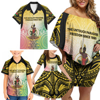 Vanuatu Independence Day Family Matching Off Shoulder Short Dress and Hawaiian Shirt The Untouched Paradise LT05 - Polynesian Pride