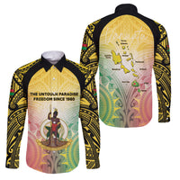 Vanuatu Independence Day Family Matching Puletasi and Hawaiian Shirt The Untouched Paradise LT05 Dad's Shirt - Long Sleeve Colorful - Polynesian Pride