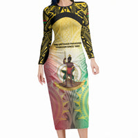 Vanuatu Independence Day Long Sleeve Bodycon Dress The Untouched Paradise LT05 Long Dress Colorful - Polynesian Pride