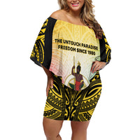 Vanuatu Independence Day Off Shoulder Short Dress The Untouched Paradise LT05 Women Colorful - Polynesian Pride