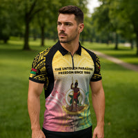 Vanuatu Independence Day Zipper Polo Shirt The Untouched Paradise LT05 - Polynesian Pride