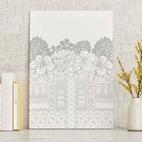 Samoa Lotu Tamaiti Canvas Wall Art White Sunday Polynesian Pattern With Tropical Flowers
