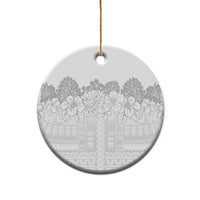 Samoa Lotu Tamaiti Ceramic Ornament White Sunday Polynesian Pattern With Tropical Flowers