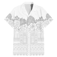 Samoa Lotu Tamaiti Family Matching Mermaid Dress and Hawaiian Shirt White Sunday Polynesian Pattern With Tropical Flowers