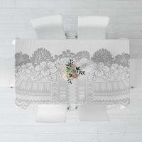 Samoa Lotu Tamaiti Tablecloth White Sunday Polynesian Pattern With Tropical Flowers