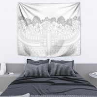 Samoa Lotu Tamaiti Tapestry White Sunday Polynesian Pattern With Tropical Flowers