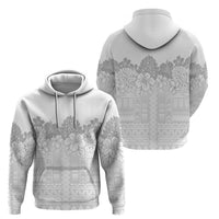 Samoa Lotu Tamaiti Zip Hoodie White Sunday Polynesian Pattern With Tropical Flowers