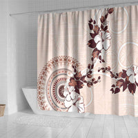 Bula Fiji Language Week Shower Curtain Fijian Tapa Pattern With Tagimoucia Flower