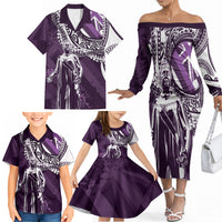 Hawaii Queen Liliuokalani Family Matching Off The Shoulder Long Sleeve Dress and Hawaiian Shirt Hawaiian Maile Lei Flag Style LT05 - Polynesian Pride