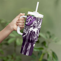Hawaii Queen Liliuokalani Tumbler With Handle Hawaiian Maile Lei Flag Style LT05 - Polynesian Pride