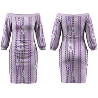 Hawaii Queen Liliuokalani Couples Matching Off The Shoulder Long Sleeve Dress and Hawaiian Shirt Lavender Lei Pua Kalaunu