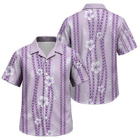 Hawaii Queen Liliuokalani Family Matching Off The Shoulder Long Sleeve Dress and Hawaiian Shirt Lavender Lei Pua Kalaunu LT05 Son's Shirt Lavender - Polynesian Pride