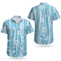 Hawaii Queen Liliuokalani Couples Matching Long Sleeve Bodycon Dress and Hawaiian Shirt Blue Lei Pua Kalaunu