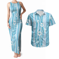 Hawaii Queen Liliuokalani Couples Matching Tank Maxi Dress and Hawaiian Shirt Blue Lei Pua Kalaunu