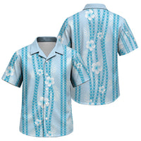 Hawaii Queen Liliuokalani Family Matching Short Sleeve Bodycon Dress and Hawaiian Shirt Blue Lei Pua Kalaunu LT05 Son's Shirt Blue - Polynesian Pride