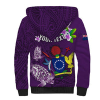 Personalized Cook Islands Rarotonga Sherpa Hoodie Coat Of Arms Plumeria Polynesian Turtle LT05 - Polynesian Pride