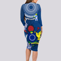 Cook Islands Pukapuka Long Sleeve Bodycon Dress Coat Of Arms Plumeria Polynesian Turtle LT05 - Polynesian Pride