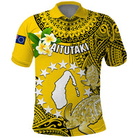 Cook Islands Aitutaki Polo Shirt Coat Of Arms Plumeria Polynesian Turtle LT05 Yellow - Polynesian Pride