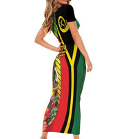 Vanuatu Constitution Day Short Sleeve Bodycon Dress Long Live Vanuatu - Polynesian Pride