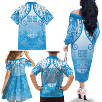 Fiji Day Family Matching Off The Shoulder Long Sleeve Dress and Hawaiian Shirt 55th Anniversary Forever Fiji - Polynesian Pride