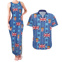 Fiji Masi Tapa Couples Matching Tank Maxi Dress and Hawaiian Shirt Coat Of Arms - Polynesian Pride