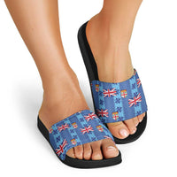 Fiji Masi Tapa Slide Sandals Coat Of Arms - Polynesian Pride