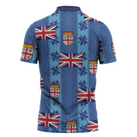 Fiji Masi Tapa Zipper Polo Shirt Coat Of Arms - Polynesian Pride