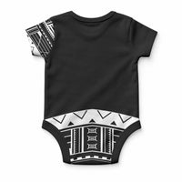 Polynesian Chief Inspired Costume Baby Onesie Tribal Pattern With Tooth Necklace Black