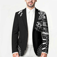 Polynesian Chief Inspired Costume Blazer Tribal Pattern With Tooth Necklace Black