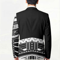 Polynesian Chief Inspired Costume Blazer Tribal Pattern With Tooth Necklace Black