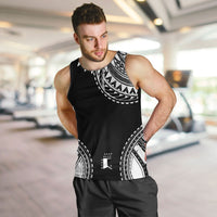 Polynesian Chief Inspired Costume Men Tank Top Tribal Pattern With Tooth Necklace Black