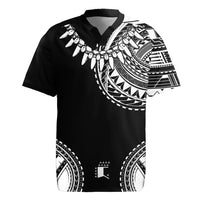 Polynesian Chief Inspired Costume Rugby Jersey Tribal Pattern With Tooth Necklace Black