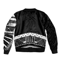 Polynesian Chief Inspired Costume Sleeve Zip Bomber Jacket Tribal Pattern With Tooth Necklace Black
