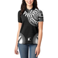 Polynesian Chief Inspired Costume Women Polo Shirt Tribal Pattern With Tooth Necklace Black