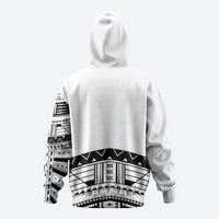 Polynesian Chief Inspired Costume Hoodie Tribal Pattern With Tooth Necklace White