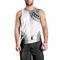 Polynesian Chief Inspired Costume Men Tank Top Tribal Pattern With Tooth Necklace White