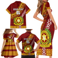 Custom Vavau High School Family Matching Short Sleeve Bodycon Dress and Hawaiian Shirt Tongan Kupesi Pattern LT05 - Polynesian Pride