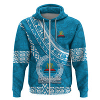 Custom Lavengamalie College Hoodie Tongan Kupesi Pattern LT05 Zip Hoodie Blue - Polynesian Pride