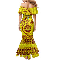 Custom Tonga High School Mermaid Dress Tongan Kupesi Pattern LT05 - Polynesian Pride
