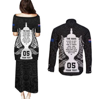 Custom New Zealand Rugby Couples Matching Puletasi Dress and Long Sleeve Button Shirt The Haka With Champions Cup LT05 - Polynesian Pride