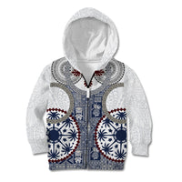 Hawaii Kid Hoodie Barkcloth Pattern Vintage Style LT05 Zip Hoodie Blue - Polynesian Pride