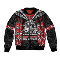 Aotearoa Mana Maori Bomber Jacket Toitu Te Tiriti LT05 Unisex Black - Polynesian Pride